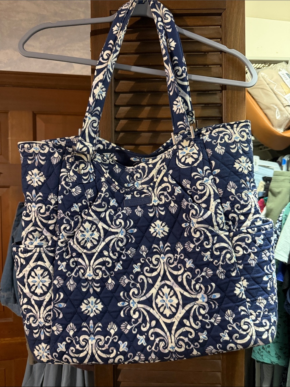Vera Bradley Navy and White Quilted Floral Tote